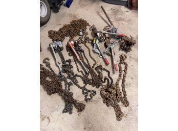 Large Lot Of Chain Falls & Chains