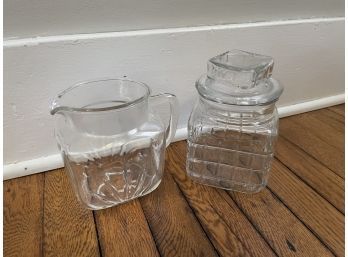 Glassware Lot Pitcher And Cookie Jar