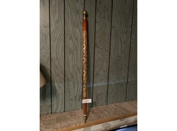 Vintage Carved Wood & Brass Concealed Pool Stick / Cane - Gadget Cue Stick