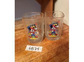 Drinking Glass Lot Of Two Mickey Mouse 2000