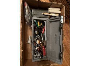 Tool Box With Hand Tools And More Lot