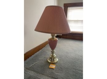 Table Lamp With Shade Pink Gold Tone