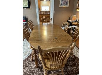 Amish Oak Dining Room Table With Six Chairs
