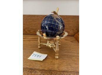 Semi-Precious Globe Mini Brass Stand Decor