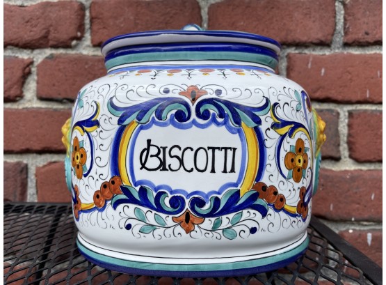Outstanding Ceramica Italy Biscotti Jar With Lid
