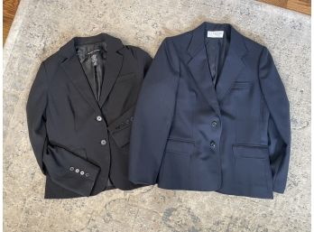 Two Women's Blazers Black And Blue Suit Jackets Sold As A Pair