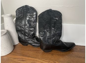 Black Cowboy Boots Women's Black Made In USA Size 10