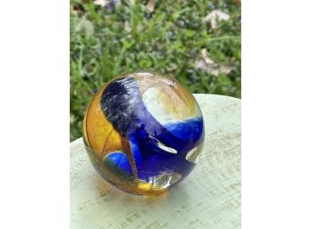 Signed And Dated Blown Glass Paperweight