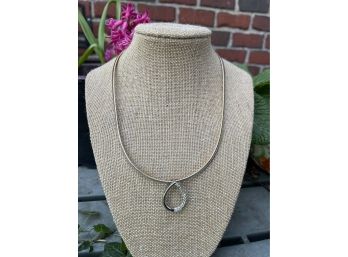Omega Gold Tone And Silver With Beautiful Slide Pendant Necklace