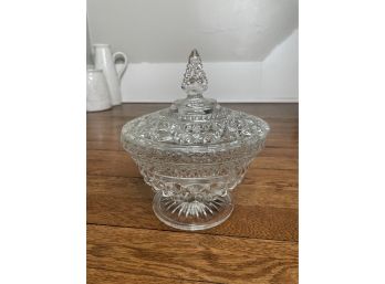 Vintage Glass Candy Dish With Lid - Anchor Hocking Wexford Pattern