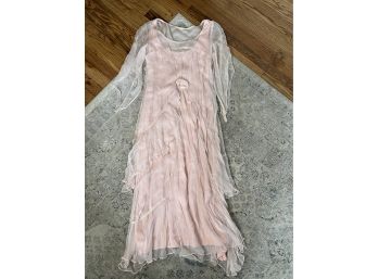 Nataya Formal Dress Blush Pink Sheer Overlay Vintage Style