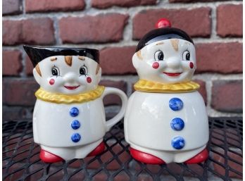Goebel Vintage West Germany Pierrot Clown Cream And Sugar Set
