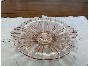 Pink Depression Glass Ribbed Pattern Dish ( Bowl / Plate )