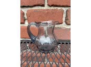 Fenton Glass Marked Blue Grey Small Pitcher With Applied Blown Glass Handle
