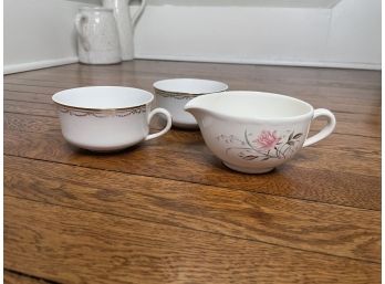 Lot Of Two Tea Cups And Creamer