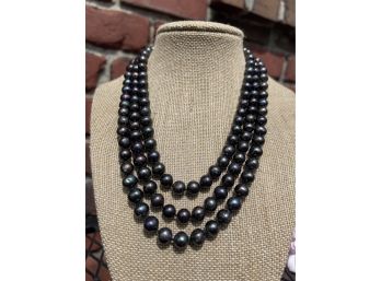 Vintage Tahitian Pearl 52 Inch Long Knotted Necklace