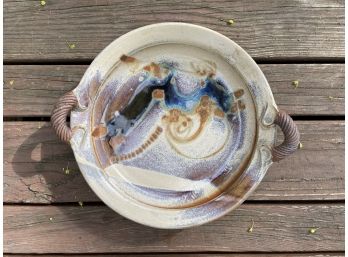 Beautiful Pottery Plate Bowl Art Studio Piece Artist Signed