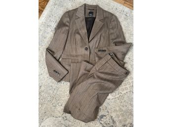 ESPRIT Suit Set Blazer And Pants Brown Herringbone