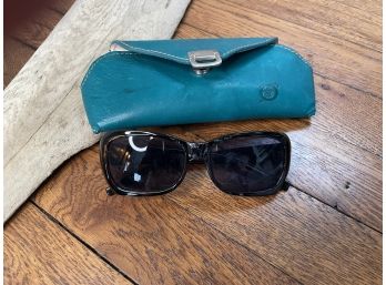Black Sunglasses With Teal Born Leather Case