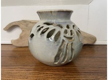 Candle Holder Vase Signed Pottery