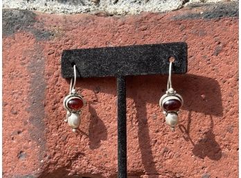 Sterling Silver & Garnet Stone Earrings