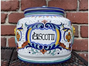Outstanding Ceramica Italy Biscotti Jar With Lid