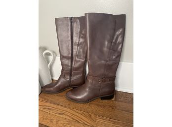 Ralph Lauren Leather Boots Dark Brown Knee High Size 10