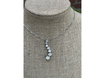 Sterling Silver 925 Necklace And CZ Pendant
