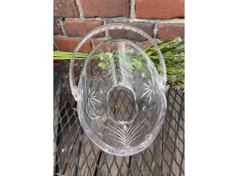 Christmas Handled Basket Glass Crystal Dish