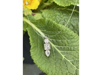 Invisible Necklace With Sterling Silver 925 And CZ Pendant