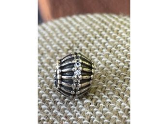 Authentic Pandora Sterling Silver 925 Ribbed CZ Screw On Charm