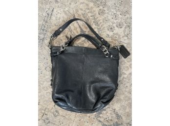 Authentic Coach Purse Black Leather Silver Chain Strap Bag