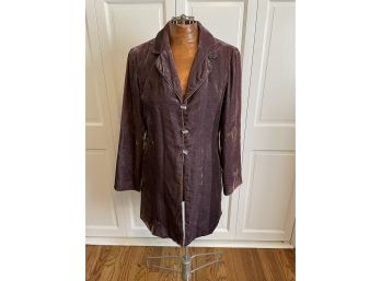 J Jill Purple Jacket Coat Crushed Velvet Size 8