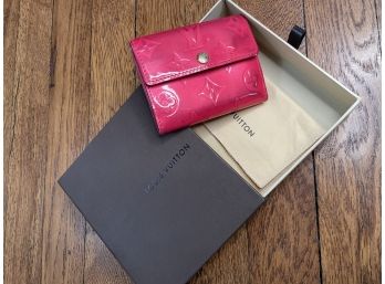 Authentic Louis Vuitton Wallet Hot Pink Patent Leather LV Monogram Vernis With Original Box