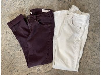 Rag And Bone Skinny Jeans In White Burgundy Pants Size 27