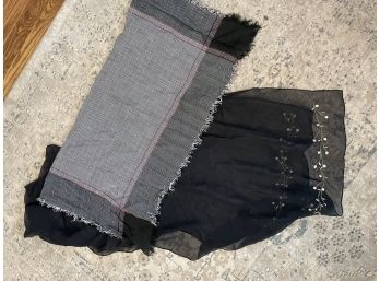 Black And Grey Scarves Lot Of Two