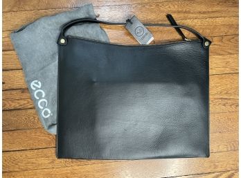 Ecco Black Zipper Top Purse Leather Bag