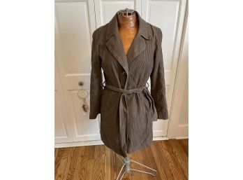 J Jill Brown Corduroy Trench Coat Light Brown Size Small