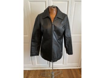 GAP Leather Jacket Black Zipper Front Size Medium