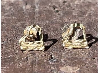 14k Yellow Gold Heart Pierced Earrings