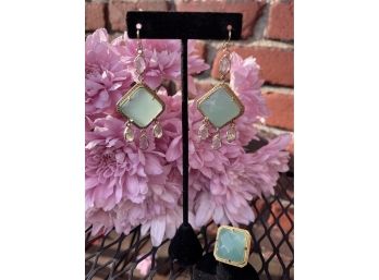 Kendra Scott Azure Glass With Golden Surround Earrings & Ring Set