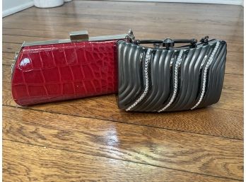 Evening Bag Lot Black And Red Hard Case Purses