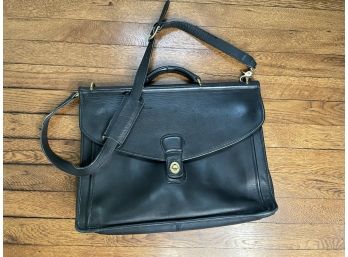 Authentic Vintage Coach Briefcase Black Leather / Bag / Purse