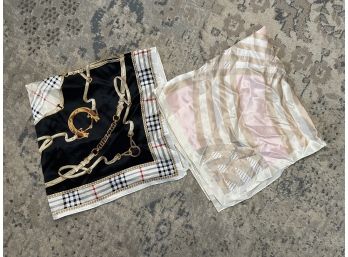 Silk Scarf With Pink Tan And A Plaid Silk Scarf