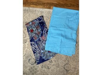 Scarf Lot Blue Red Silk Dominic Pangborn And Light Blue Cotton