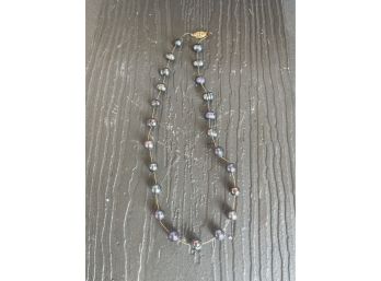 Natural Tahitian Pearl On Wire Floating Necklace