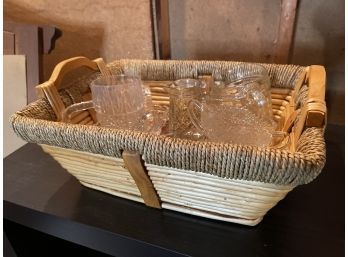 Glass Lot With Basket