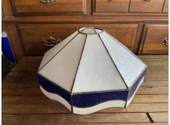 Large White & Blue Stained Glass Lamp Shade