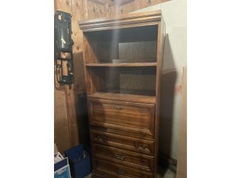 Tall Solid Wood Lighted Display Case / Shelf