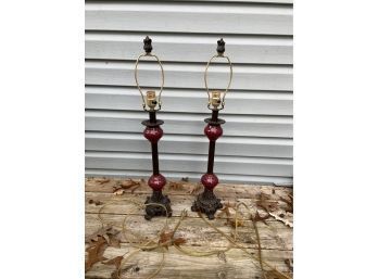 Lot Of Two Matching Tall Table Lamps